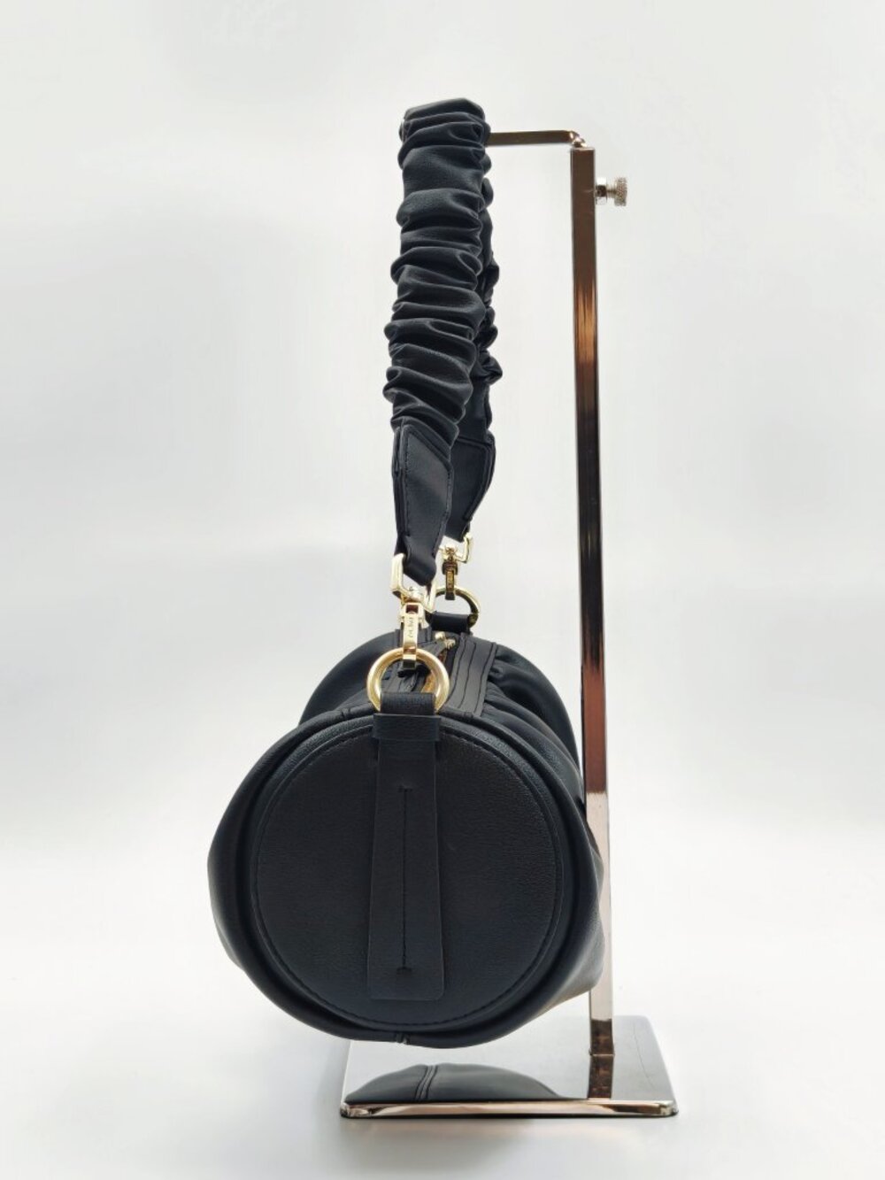 MANU Atelier Black Ruched Leather Shoulder Bag Gold Hardware - Picture 3 of 13